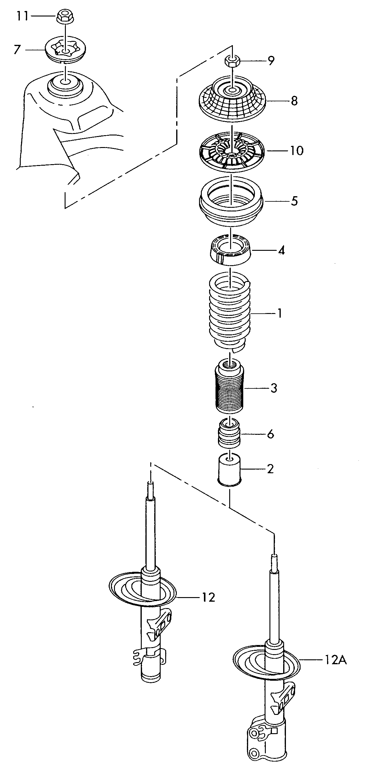 VW 7H0 412 303 A - Відбійник, буфер амортизатора autozip.com.ua