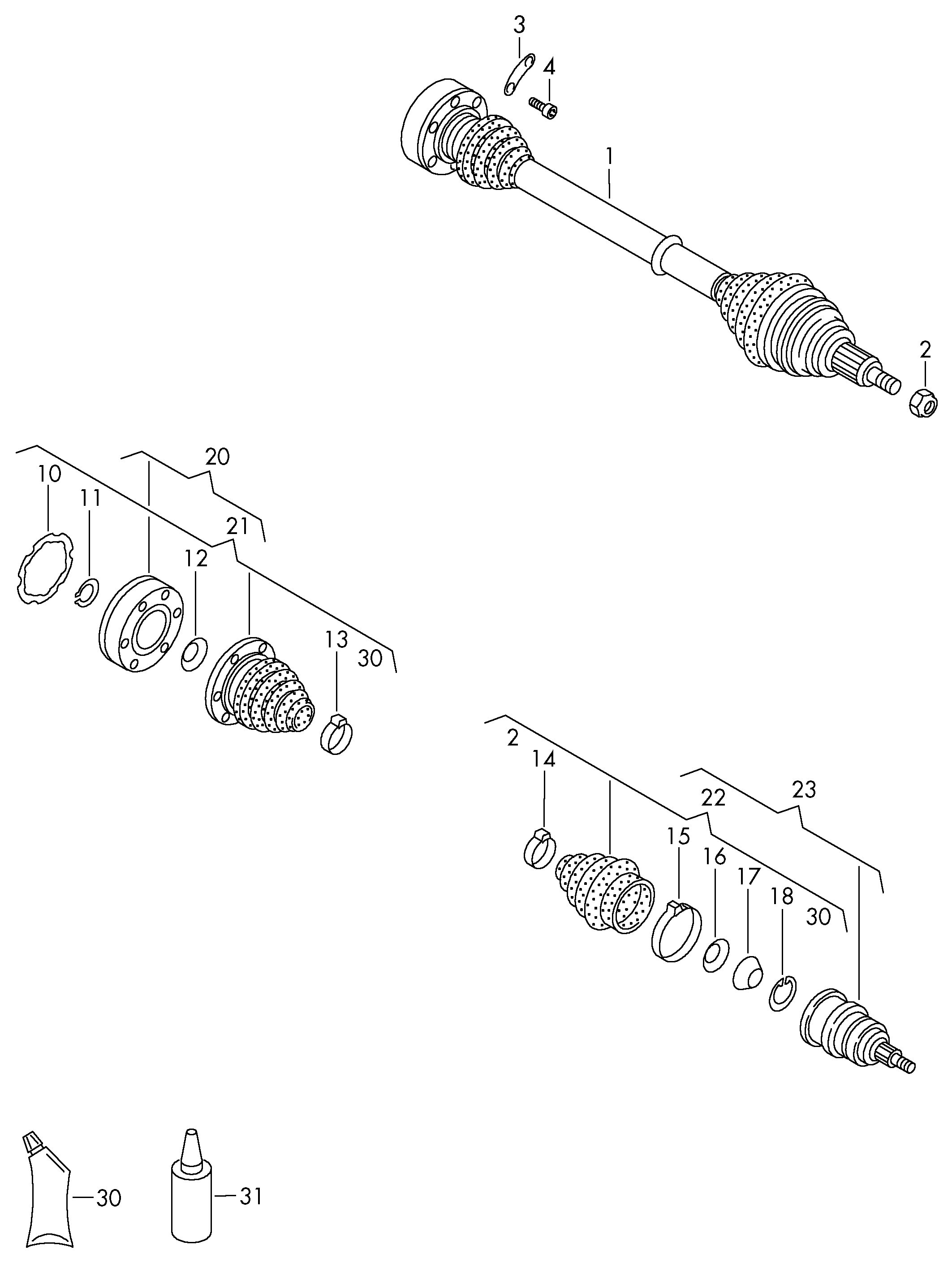 VAG JZW 498 350 CX - Шарнірний комплект, ШРУС, приводний вал autozip.com.ua