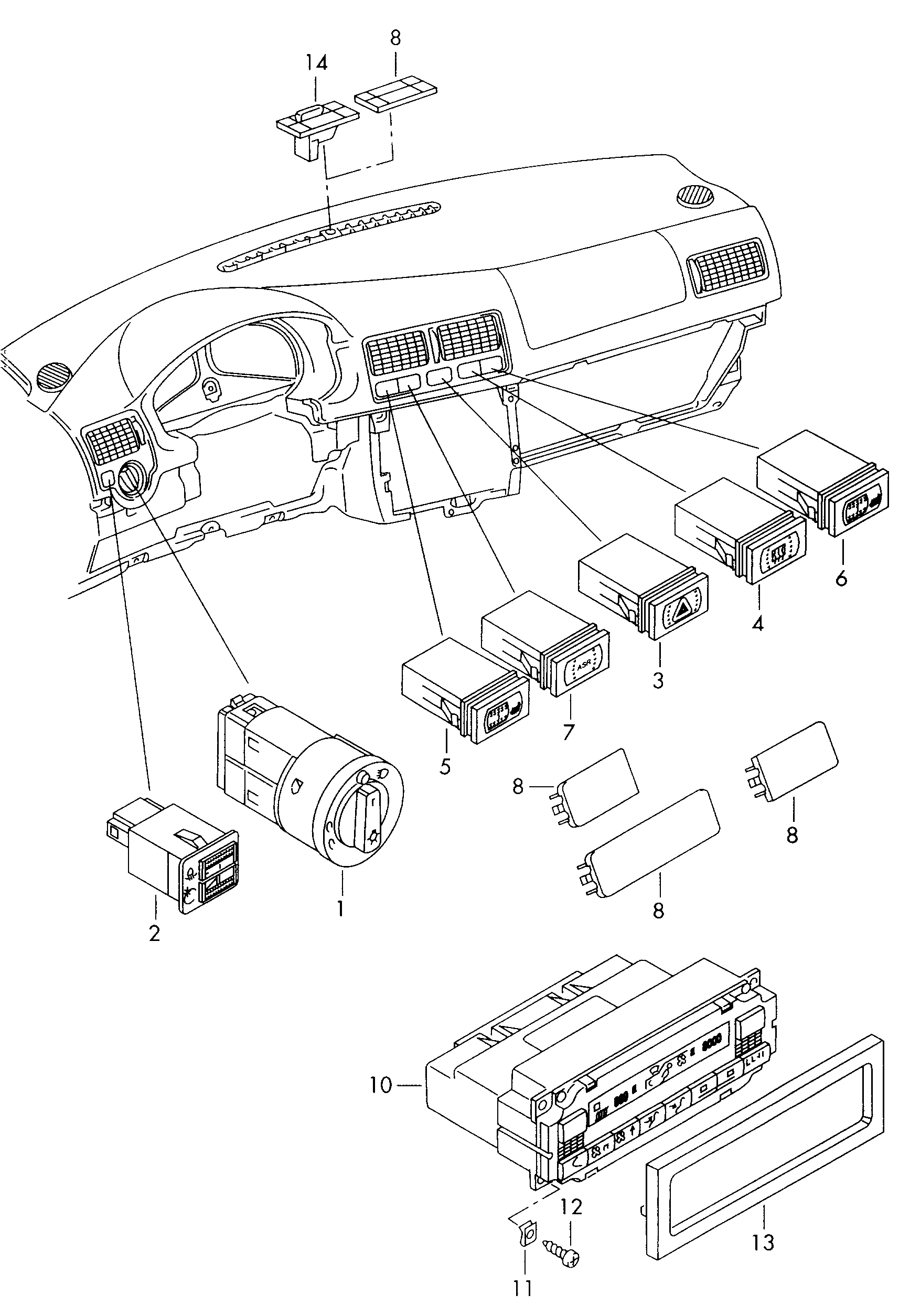 Seat 1J0959621C - Вимикач, обігрівач заднього скла autozip.com.ua