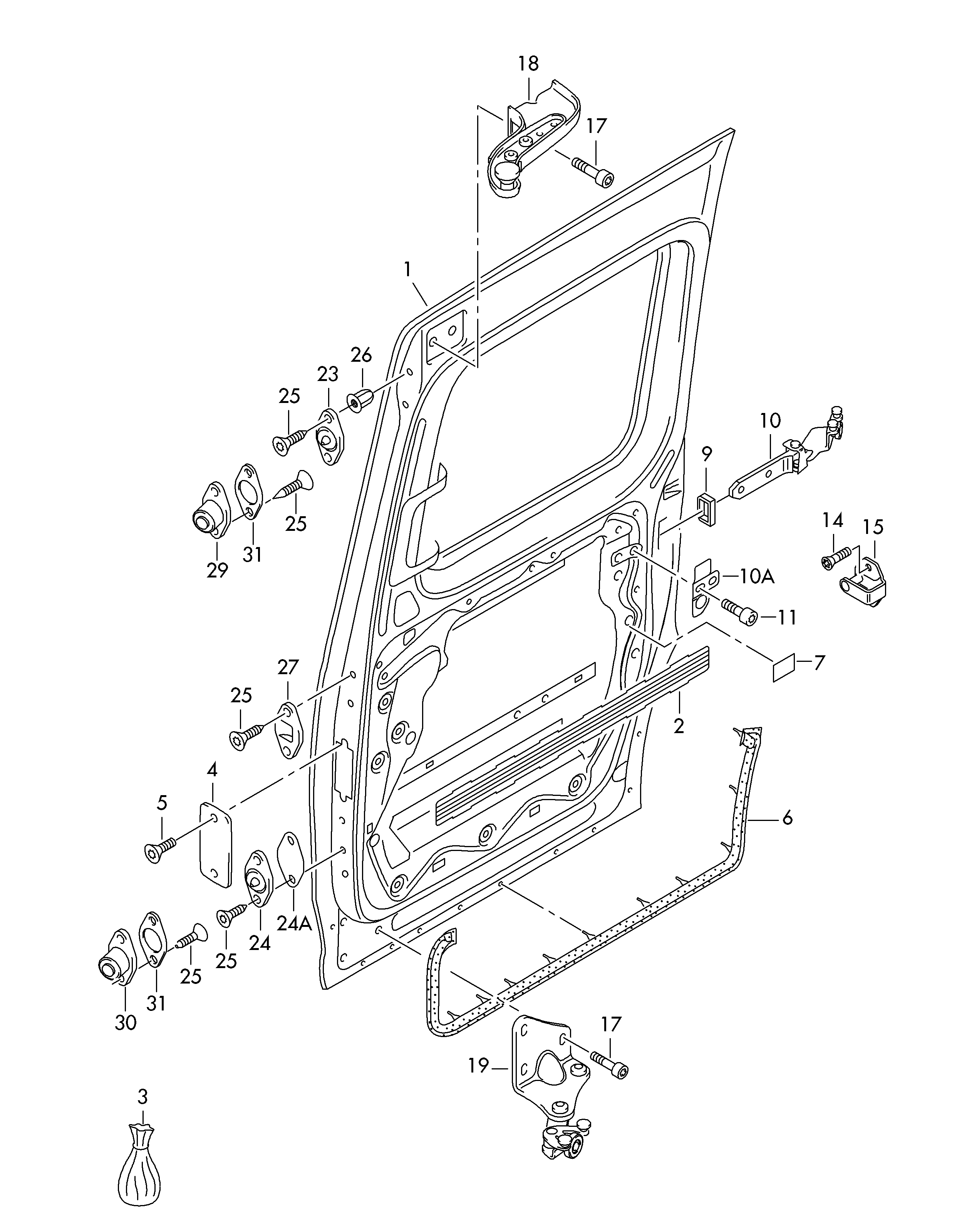 VW 2K0 843 435 B - Напрямна ролика, зсувні двері autozip.com.ua