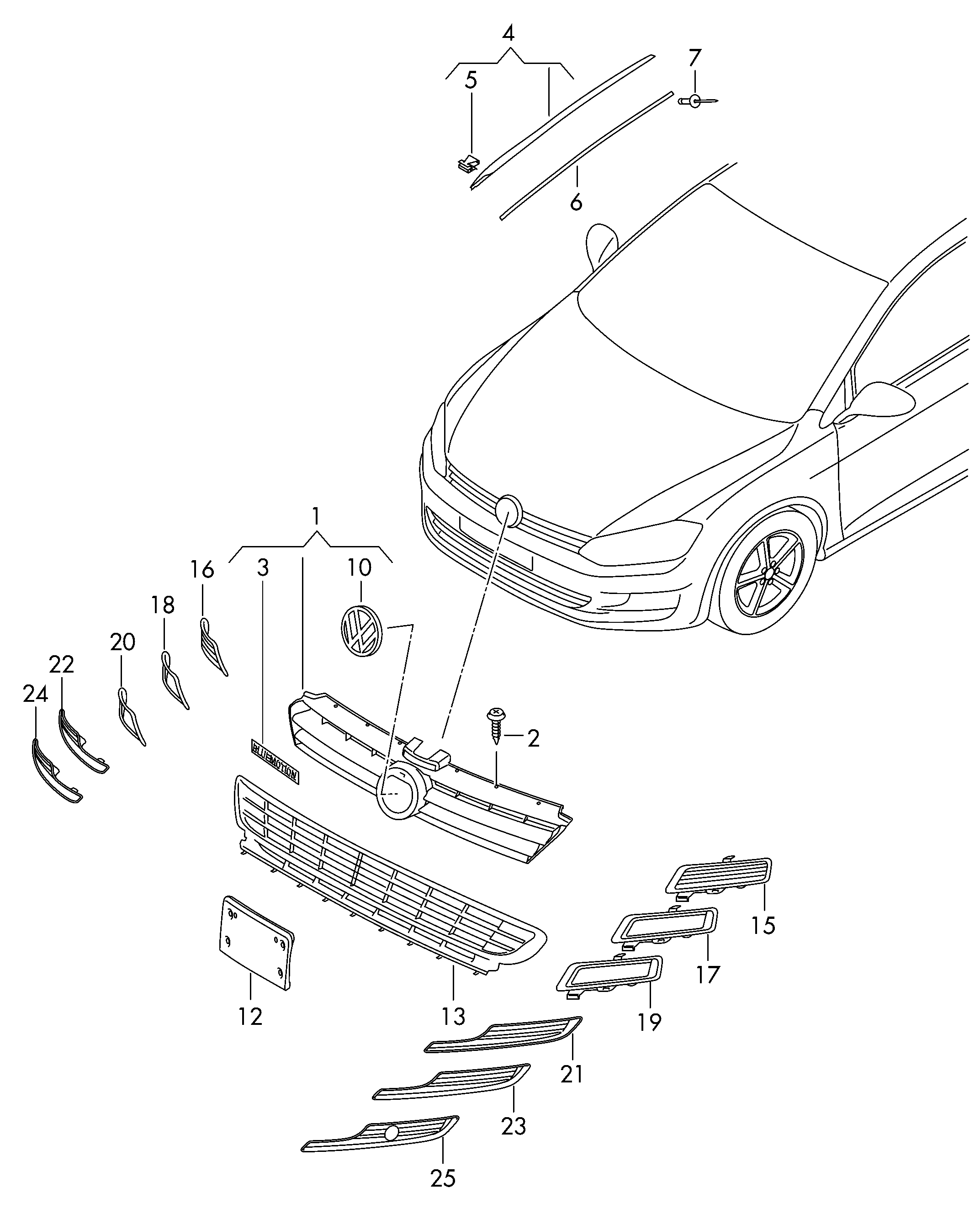 VW 5G0853211D - Решітка вентилятора, буфер autozip.com.ua